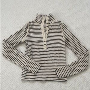 We The Free Black and Cream Striped Top SMALL
